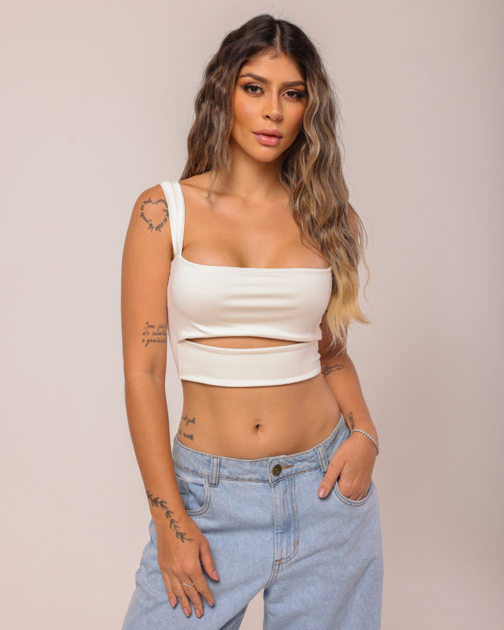 Cropped Recorte Poliamida Branco