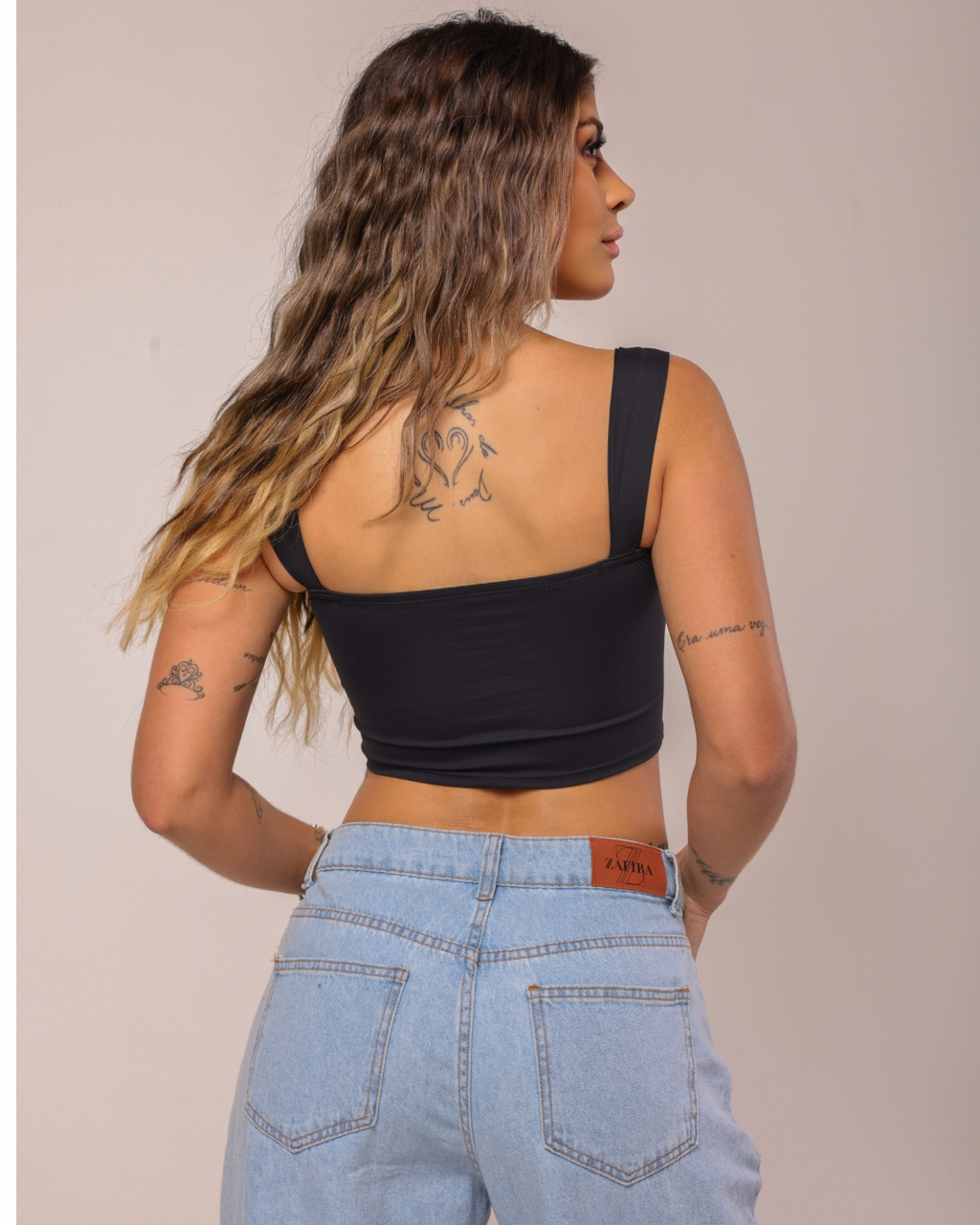Cropped Recorte Poliamida Preto