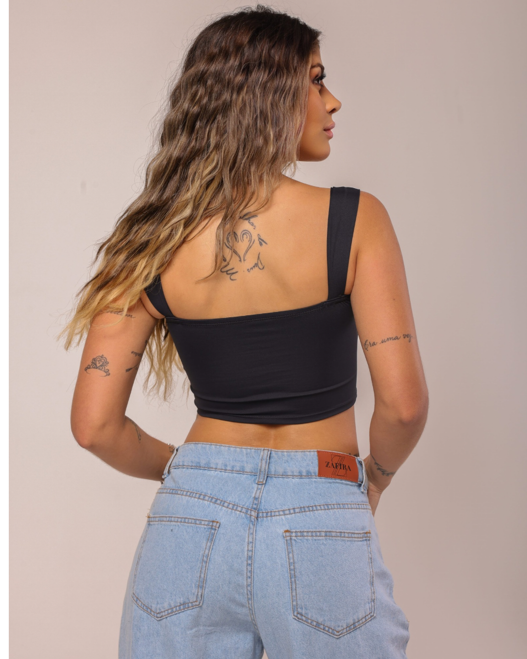 Cropped Recorte Poliamida Preto