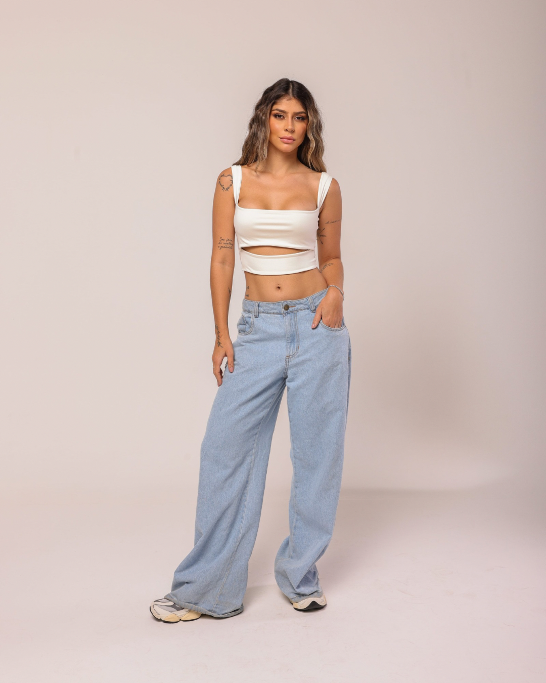 Cropped Recorte Poliamida Branco