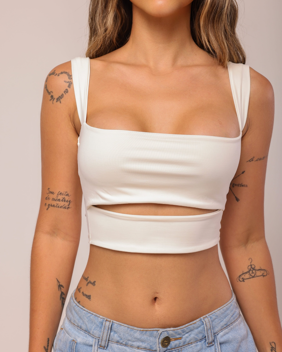 Cropped Recorte Poliamida Branco